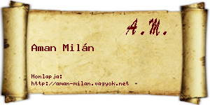 Aman Milán névjegykártya